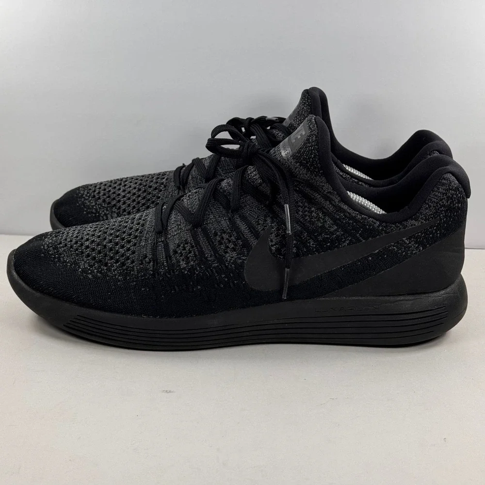 Nike LunarEpic Low Flyknit 2 Mens 12 Black Grey Running Shoes 863779-001